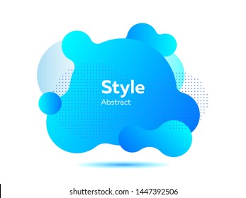 Blue bubble shapes with dot hatching. Dynamical colored forms. Gradient banners with flowing liquid shapes. Template for the design of logo, flyer or presentation. Vector illustration