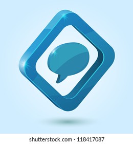Blue bubble speech symbol isolated on blue background. This vector icon is fully editable.