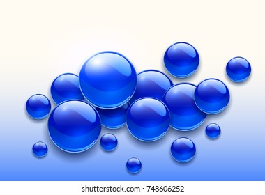 Blue bubbles background, 3d vector illustration.
