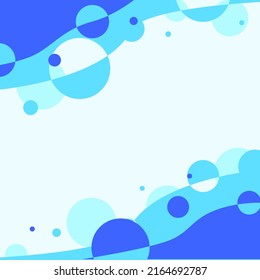 Blue Bubbles Frame on light background, Blank Template