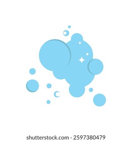 Blue bubbles icon with white stars on a white background.