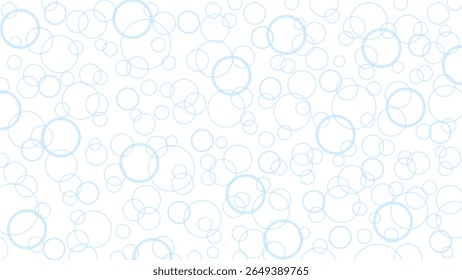 Bulles bleues sur fond blanc, fond d'écran avec disques, cercles, bulles d'air. Effet de vol, dessin aéré clair.