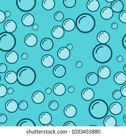 Blue bubbles seamless pattern. Water bubbles pattern. Soap vector background. Cleaning or bodycare 