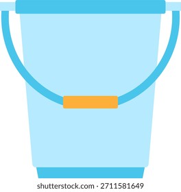 Cubo azul con la manija, contenedor de limpieza