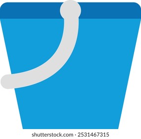 A blue bucket with a handle, could be for water, in flat vector style