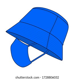 Blue Bucket Hat & Anti Dust Mask Face Fabric Vector For Template