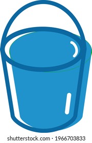 Blue bucket, icon illustration, vector on white background