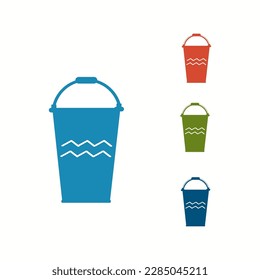 Blue Bucket icon isolated on white background Vector Illustration