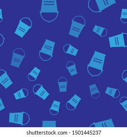Blue Bucket icon isolated seamless pattern on blue background.  Vector Illustration