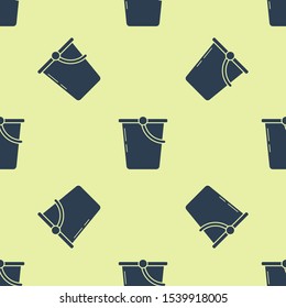 Blue Bucket icon isolated seamless pattern on yellow background.  Vector Illustration