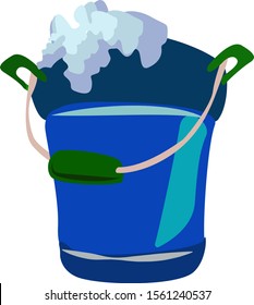 Blauer Eimer, Illustration, Vektorgrafik auf weißem Hintergrund.