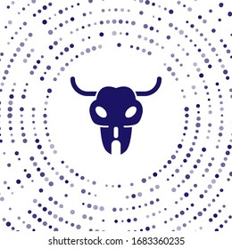 Blue Buffalo skull icon isolated on white background. Abstract circle random dots. Vector Illustration