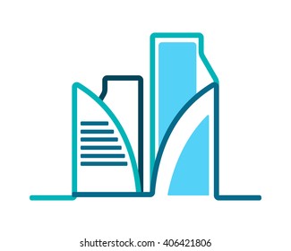 blue building cityscape skyscraper construction architecture image icon logo