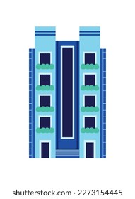 blauer Gebäude, flacher Hintergrund
