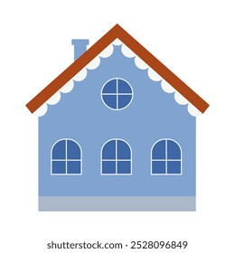 Blue building isolated on a white background. Vector illustration in flat style. Colored icon of home, building, cottage, apartment.