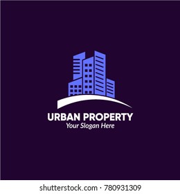 blue building logo design for real estate/property industry
