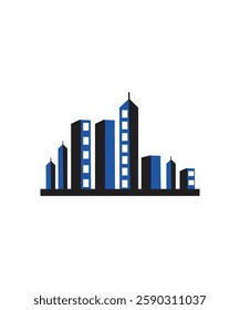 Blue building logo design vector, Real estate building logo design vector