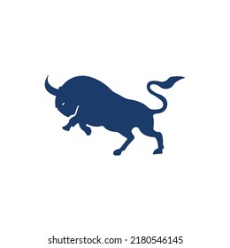 Blue Bull Animal Vector Logo Design 