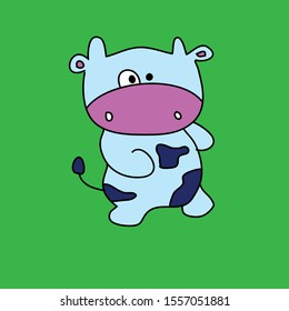 Blue bull with green background