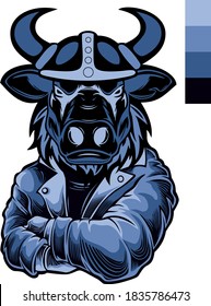 toro azul en una chaqueta