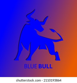 Blue Bull logo design. Buffalo logo exclusive design inspiration.