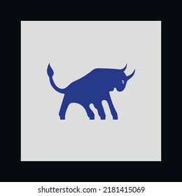 Blue Bull Vector Logo Design 