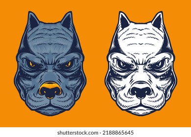 blue bulldog head mascot vector illustration cartoon style