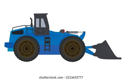 Blue bulldozer tractor. vector illustration