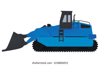 Blue bulldozer tractor. vector illustration