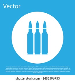 Blue Bullet icon isolated on blue background. White circle button. Vector Illustration