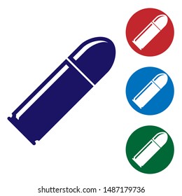 Blue Bullet icon isolated on white background. Set color icons in circle buttons. Vector Illustration
