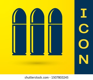 Blue Bullet icon isolated on yellow background.  Vector Illustration