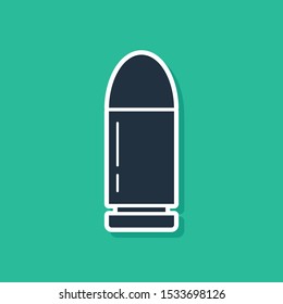 Blue Bullet icon isolated on green background.  Vector Illustration