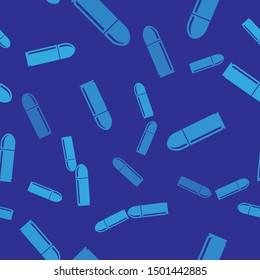 Blue Bullet icon isolated seamless pattern on blue background.  Vector Illustration