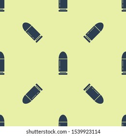 Blue Bullet icon isolated seamless pattern on yellow background.  Vector Illustration
