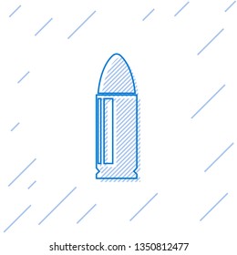 Blue Bullet line icon isolated on white background. Vector Illustration