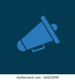Blue bullhorn or megaphone symbol vector icon