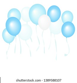 Blue bunch of balloons for party, celebrations, anniversary, wedding, baby shower, happy birthday on white background