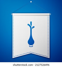 Blue Bunch of fresh green onions icon isolated on blue background. White pennant template. Vector