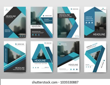 Blue bundle annual report brochure flyer design template collection, Leaflet cover presentation abstract flat background, layout in A4 size 