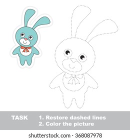 Blue Bunny to be traced. Vector trace game.
