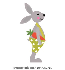 Blue bunny with carrot