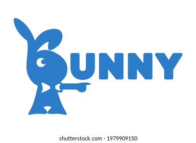 blue bunny icon and lettering vector