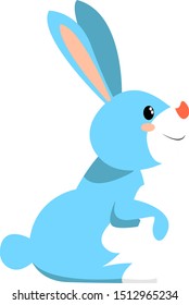 Blue bunny, illustration, vector on white background.