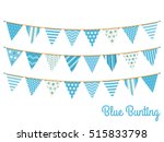 Blue bunting, design elements for decoration of greetings cards, invitations etc, vector eps10 illustration