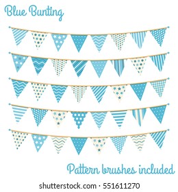 Blue bunting, design elements for decoration of greetings cards, invitations etc, vector eps10 illustration