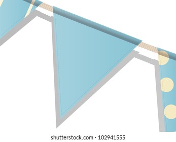 Blue bunting flags on a white background