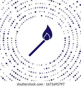 Blue Burning match with fire icon isolated on white background. Match with fire. Matches sign. Abstract circle random dots. Vector Illustration
