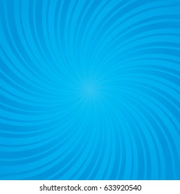 Blue burst background. Swirling radial pattern. Vector illustration.