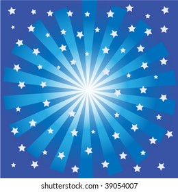 Blue burst with stars - VECTOR